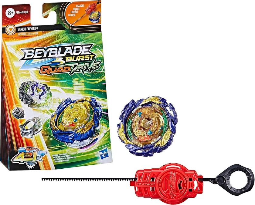 Beyblade Burst QuadDrive, Starter Pack avec toupie Vanish Fafnir F7 et Lanceur, Jouet pour Enfants