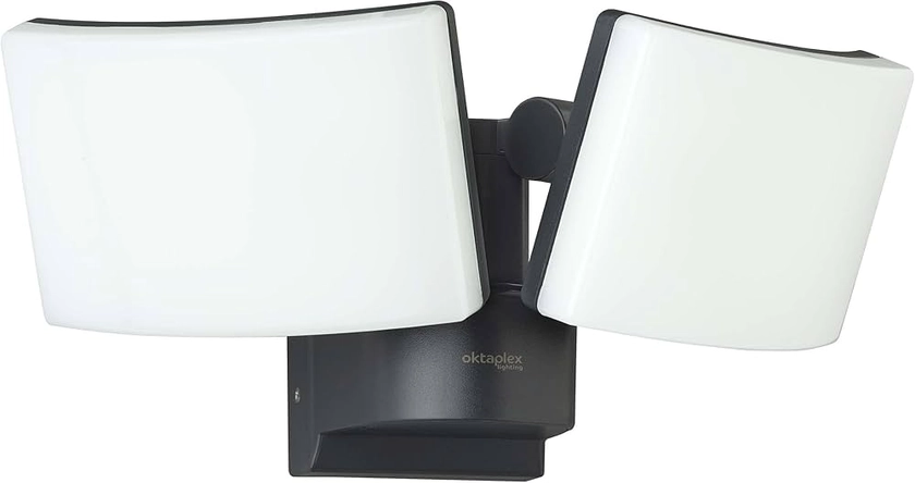 Oktaplex Lighting Cali Dos Projecteur à LED, d'extérieur, 40 W, à 2 têtes, IP65, 3000 K blanc chaud, anthracite