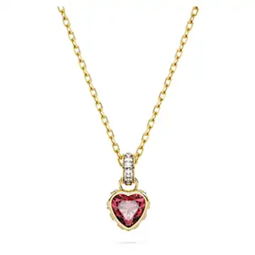 Chroma pendant, Heart, Red, Gold-tone plated by SWAROVSKI