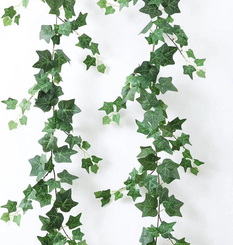 mizii 2 Strands Artificial Vines Ivy Garland 79" Fake Vine with Silk Green Leaves Faux Hanging Plants Greenery Decoration for Bedroom Home Wall Party Wedding Arch Apartment Room Decor (Ivy)