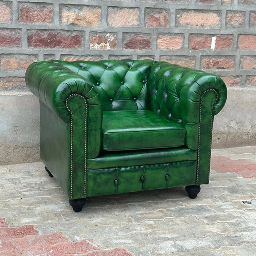 Polo Green Chesterfield Leather Sofa | The Rising Tide Design Co
