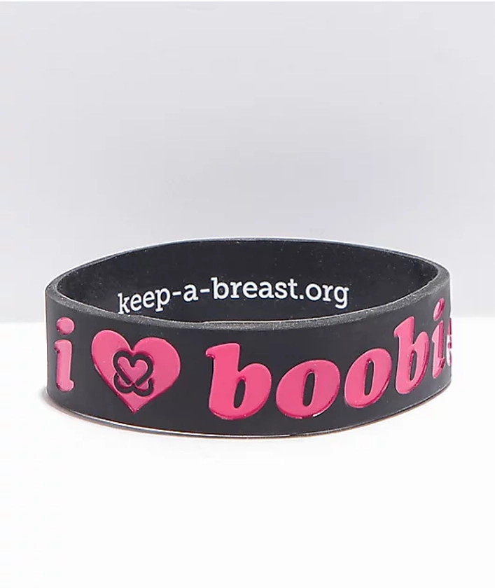 Keep A Breast Foundation I Heart Boobies Black & Pink Bracelet | Zumiez