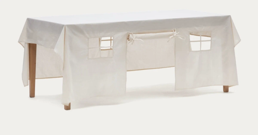 Mantel casita de juegos Temis 100% algodón blanco 230 x 210 cm | Kave Home®