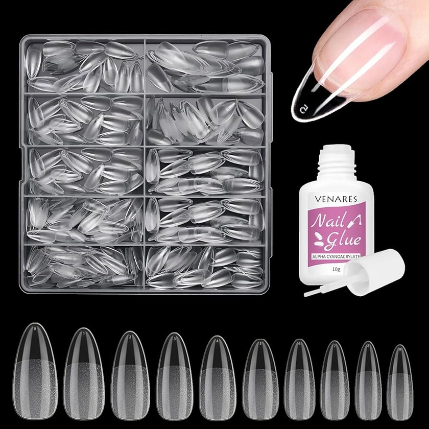 Nail Tips Almond Short, Venares 500 Stück Nageltips Mandel mit Kleber 10 Größen Vorpolierte Kurze Mandel Tips für Nägel, Mandel Nagelspitzen Soft Gel Nail Tips Kurz für Gelnägel : Amazon.de: Kosmetik