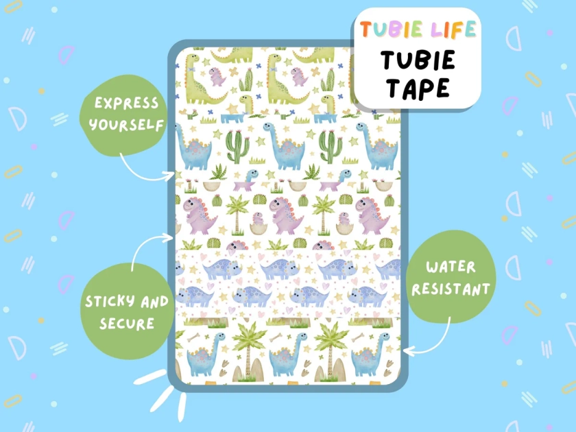 TUBIE TAPE Tubie Life watercolour dinosaur ng tube tape for feeding tubes and other tubing