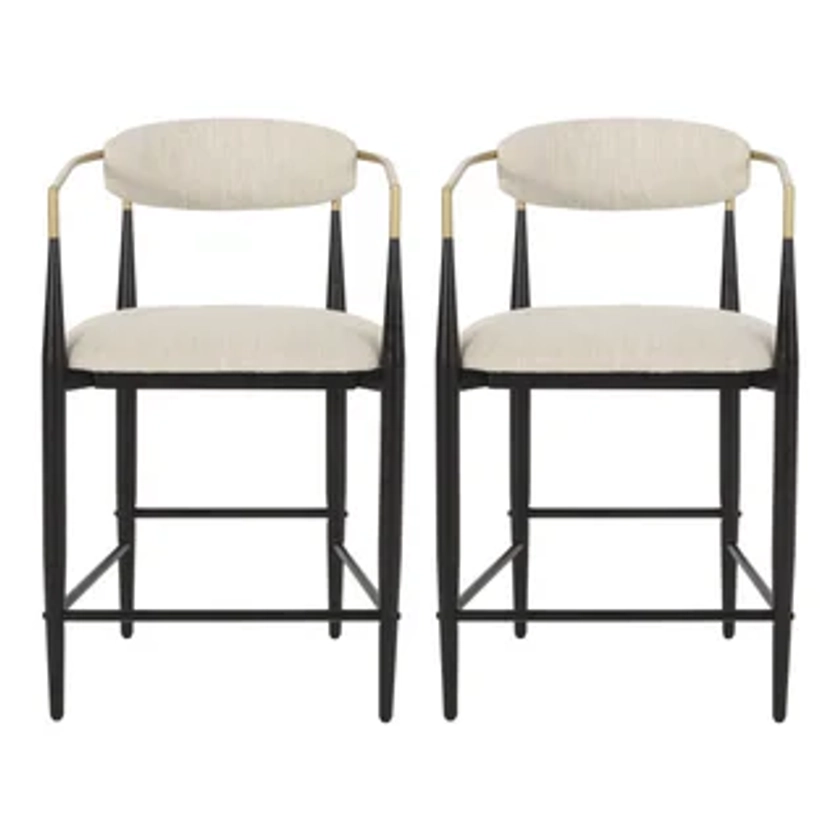 Camas Modern Fabric Upholstered Iron 25" Counter Stools, Set of 2 - Midcentury - Bar Stools And Counter Stools - by GDFStudio | Houzz