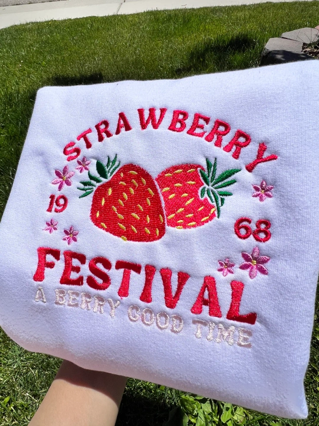 Strawberry Festival Embroidered Sweatshirts - Etsy