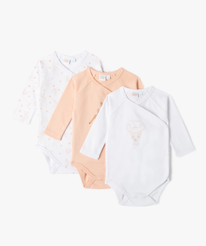 Bodies bébé à manches longues fermeture croisée motif Bambi (lot de 3) - Disney