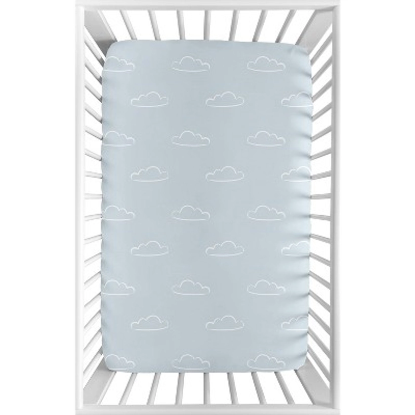 Sweet Jojo Designs Boy Baby Fitted Mini Crib Sheet Airplane Blue and White