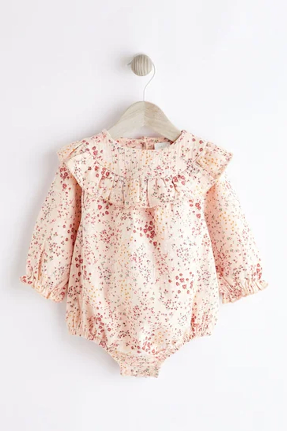 Beige Ditsy Floral Baby Bloomer Romper (0mths-3yrs)