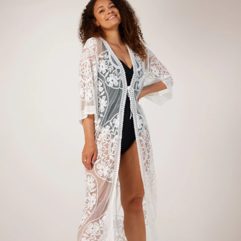 Only Embroidered Lace Kimono - QVC UK