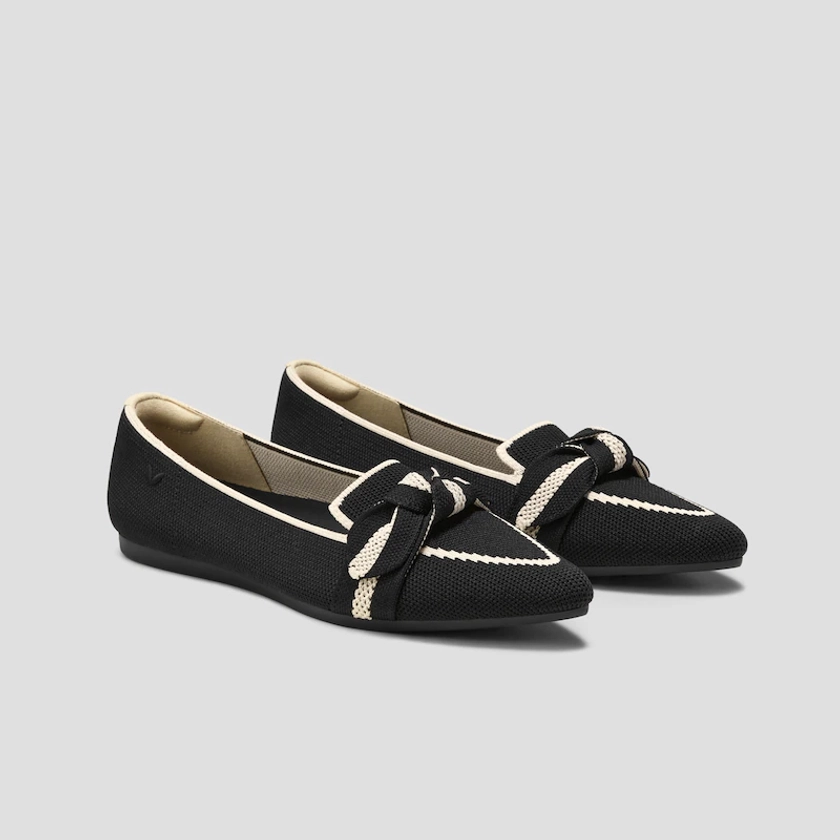 Pointed-Toe Bow Loafers (Michelle2.0), Black, EU35 | VIVAIA
