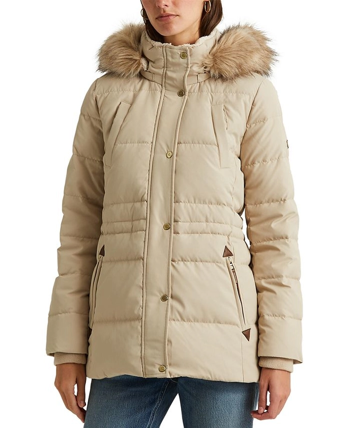 Lauren Ralph Lauren Women's Faux-Fur-Trim Hooded Down Puffer Coat, Created for Macy's & Reviews - Coats & Jackets - Women - Macy's