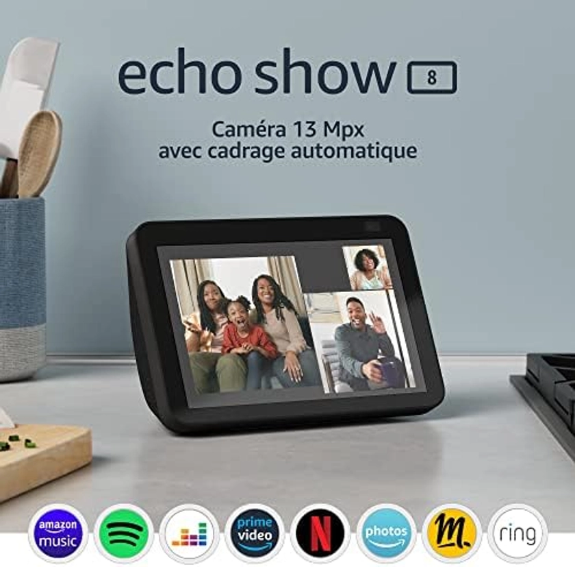 Echo Show 8 (2e génération, modèle 2021) | Écran connecté HD avec Alexa et caméra 13 Mpx | Anthracite