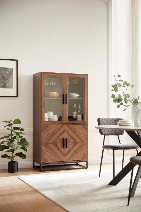 Alpena Glass-Door Wine Cabinet with Adjustable Shelves