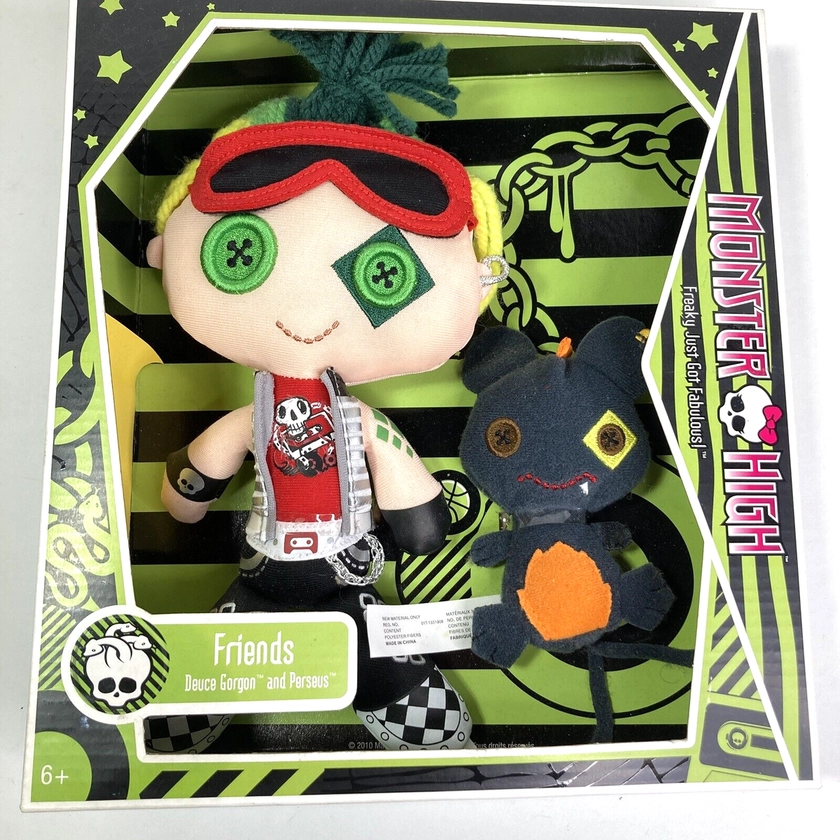 Monster High Friends Plush Deuce Gorgon and Perseus Rag Doll Mattel 2010