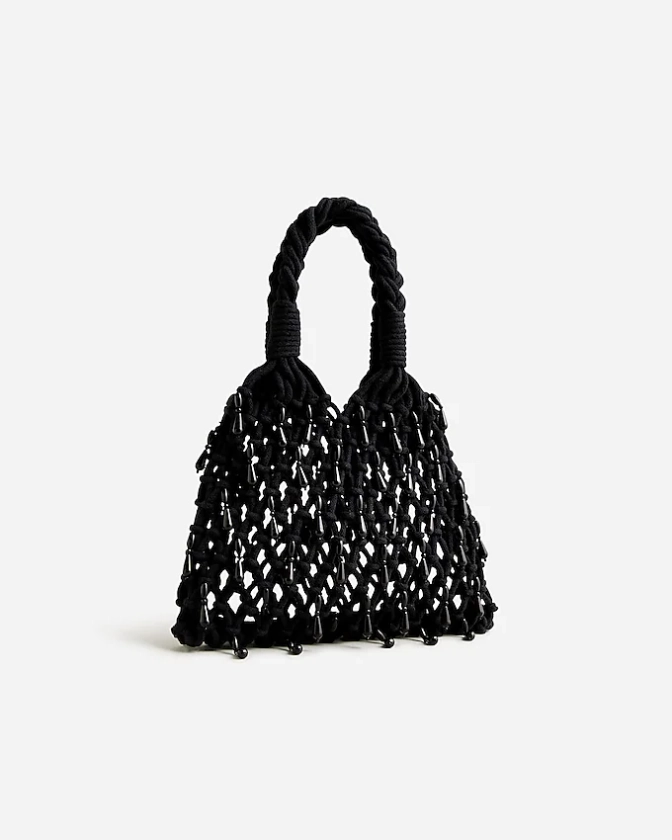 Small Cadiz hand-knotted rope tote with beads