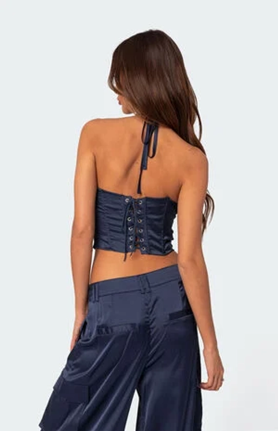 Edikted Kelsey Satin Lace Up Corset | PacSun