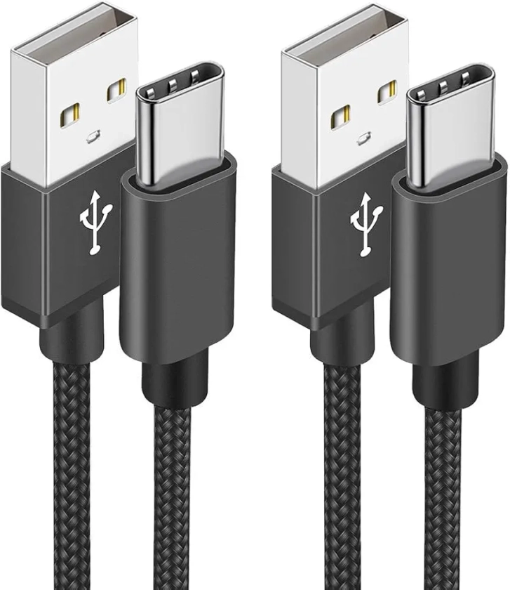 Aioneus Cable USB C, [1M/Lot de 2] Câble USB C Charge Rapide 3A Fil Chargeur Type C Tressé Cable USB vers USB C pour Samsung Galaxy S21 S22 S23 S20 S8 A14 A20e A21s A34 A52 A53 A54,Google Pixel,Xiaomi