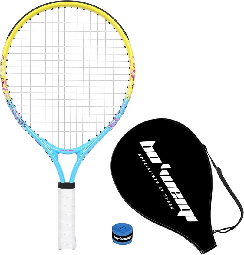 Kids Tennis Racket for Aged 2-3, bo'weiqi 17" Lightweight Toddler Tennis Racket for Outdoor/Indoor Sports Including 1 Tennis Racket,1 Replacement Overgrip and 1 Shoulder Strap Bag