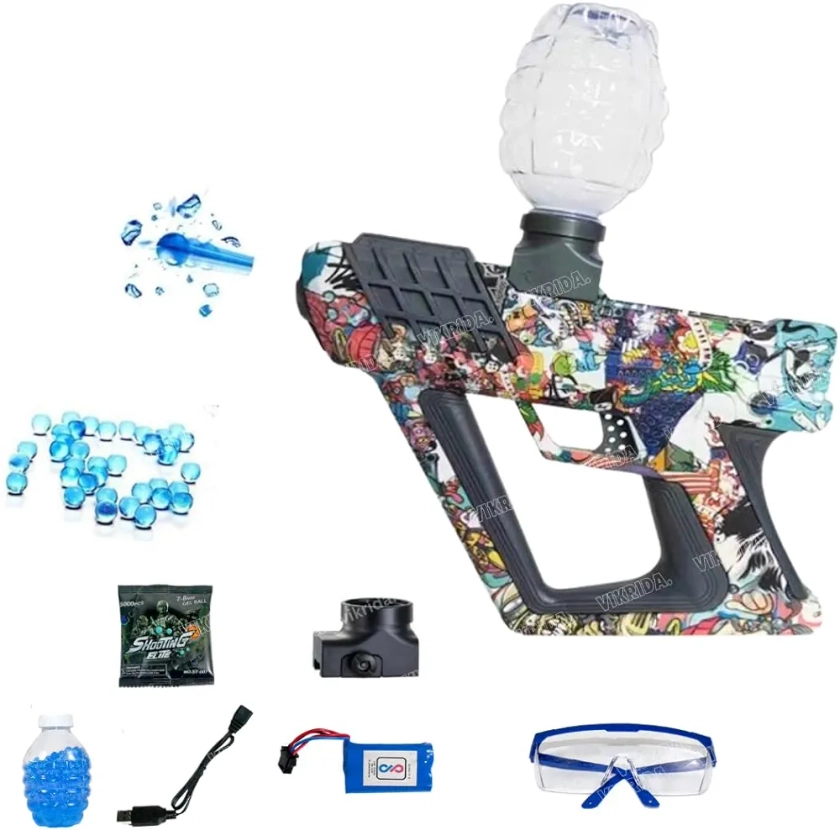 VikriDA Gel Ball Blaster Gun & Foam Blaster Toy for Outdoor Activities Shooting Time with 4000 Gel Ball for Adult Original Airsoft Gun Automatic : Amazon.in: Toys & Games
