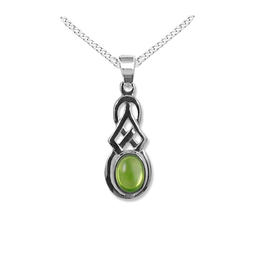 Celtic Necklace With Peridot Gemstone, August Birthstone