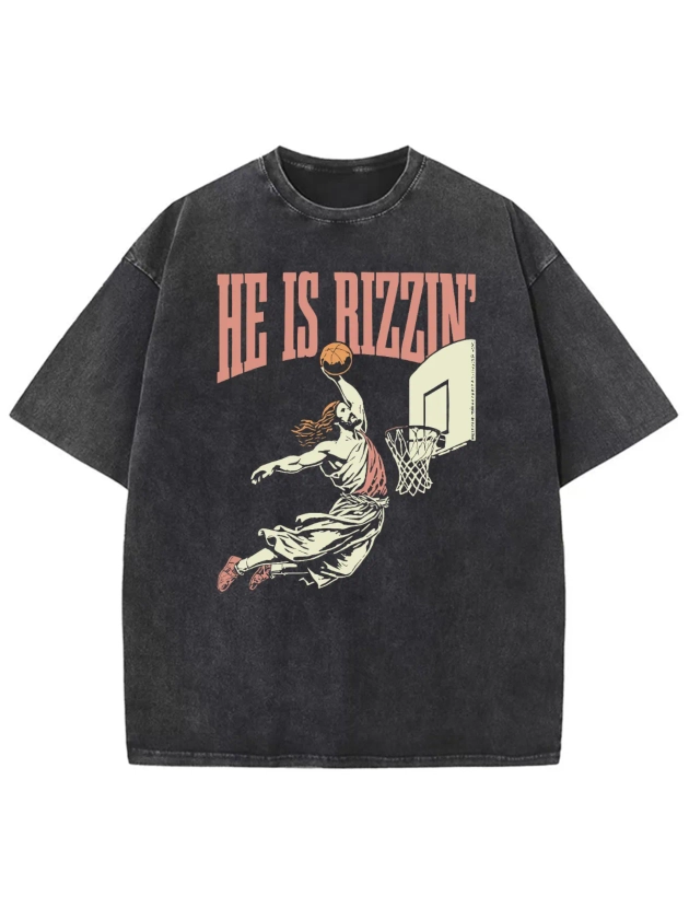 He Is Rizzin' Unisex Washed T-Shirt