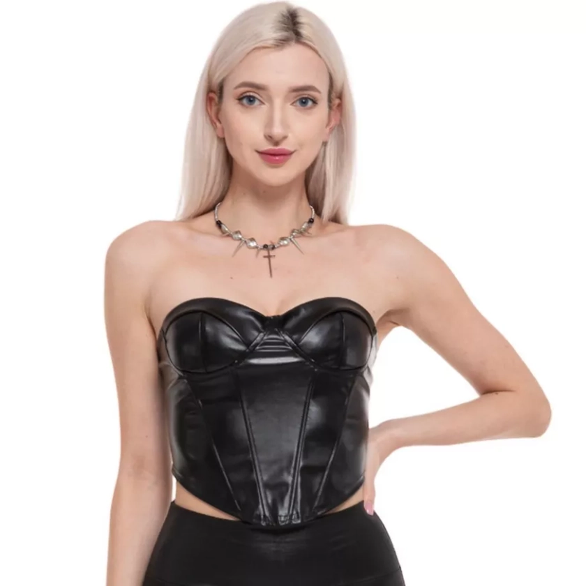 Adult Black Faux Leather Corset