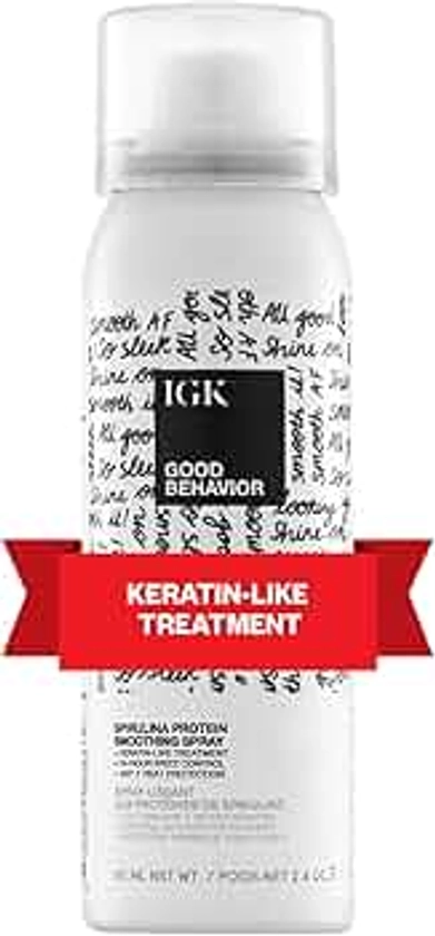 IGK GOOD BEHAVIOR Spirulina Protein Smoothing Spray | Keratin Like Treatment + Frizz Control + Heat Protectant | Vegan + Cruelty Free |