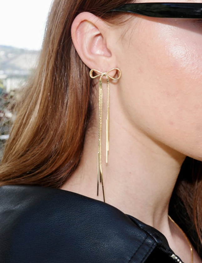 Bow Drop Earrings Gold | Shop The Deli