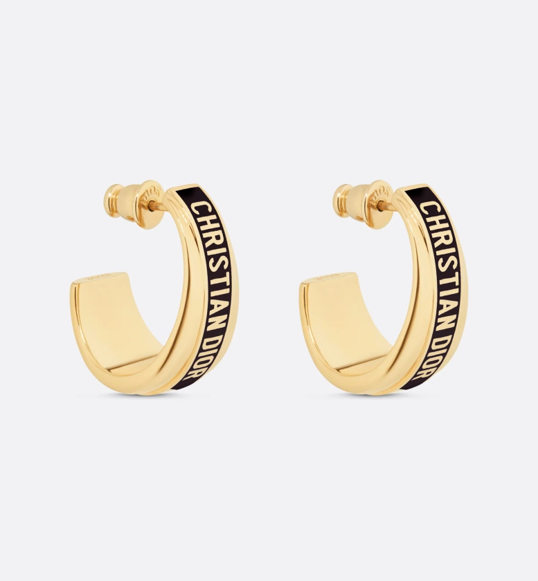 Dior Code Ohrringe Metall mit Gold-Finish und Lack in Schwarz | DIOR