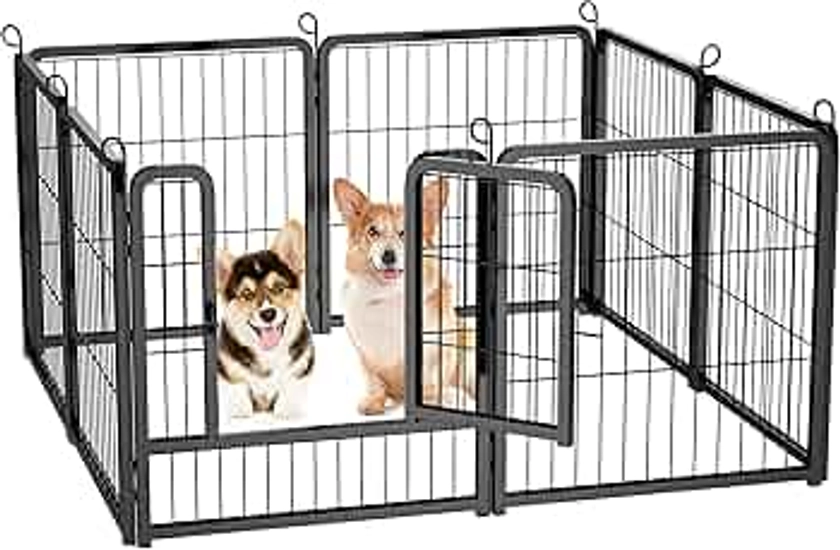 HOMIDEC Dog Pen, 8 Panel Puppy Pen with Door, High 60cm Indoor/Outdoor Dog Playpen, Portable Detachable Pet Run Enclosures for Puppies, Cats, Rabbits and Other Animals (Black)