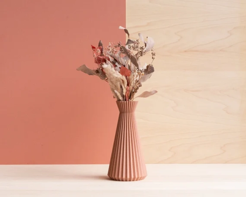 Vase origami &quot;ISHI&quot; Terracotta parfait pour Fleurs séchées - Cadeau original