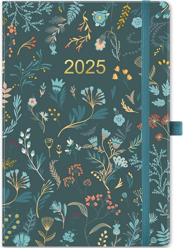 Diary 2025 - A5 Diary 2025 Week to view, Diary runs from January 2025 to December 2025, Elegant Hardcover, Elastic Pen Holder, Back Pocket, 21.3 x 14.7 x 1.6 cm