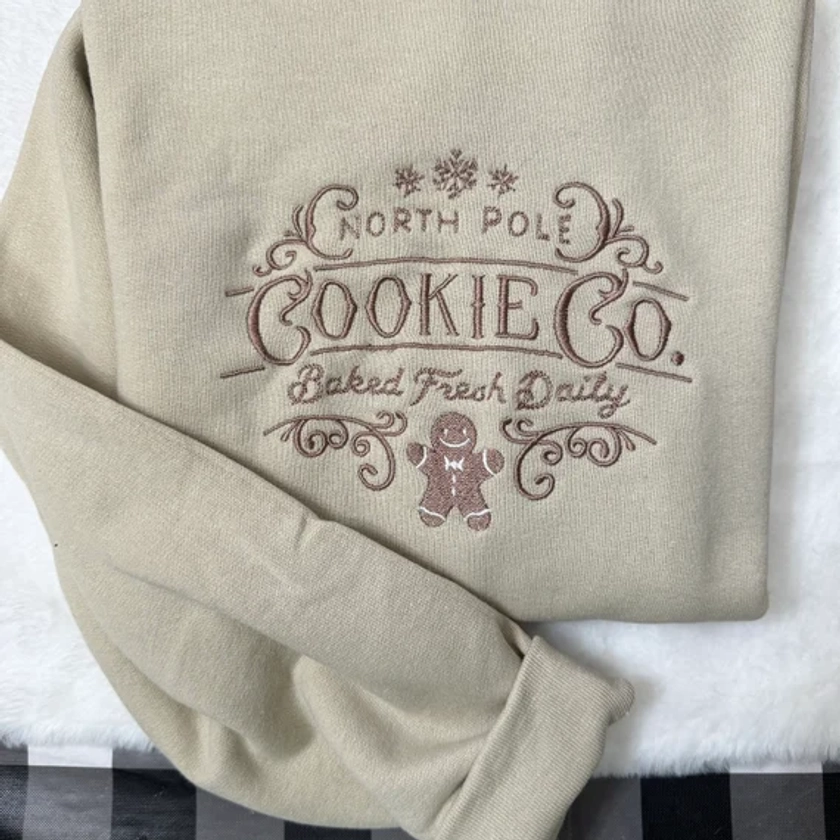 North Pole Cookie Co Embroidered Sweatshirt Y2K Style Embroidered Crewneck Unisex Sweatshirt Embroidered Christmas Gift for Her - Etsy