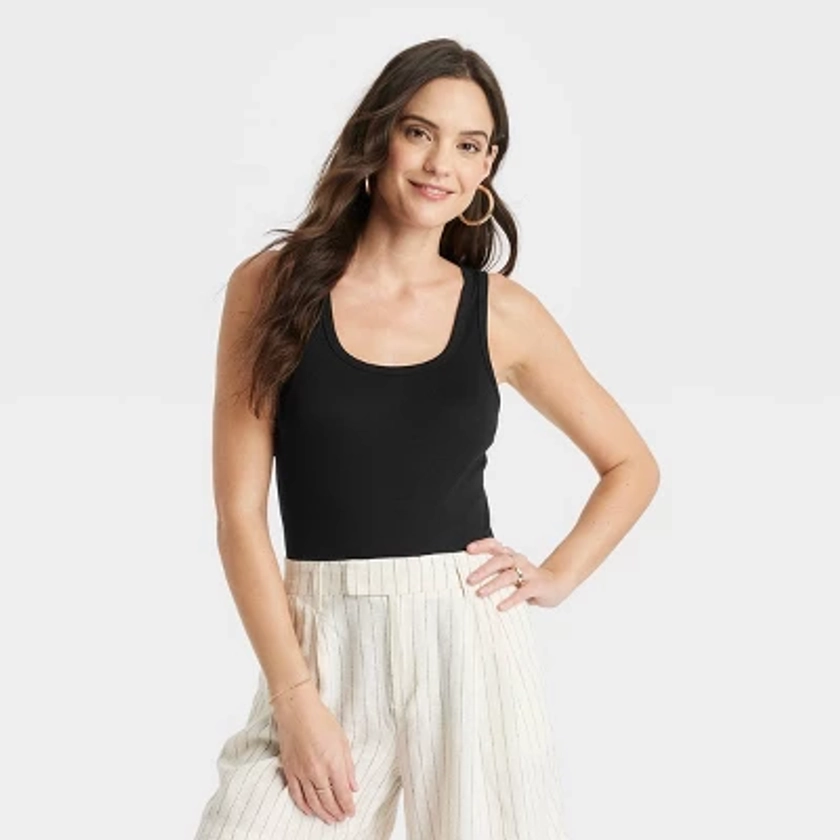 Women's Slim Fit Tank Top - A New Day™ Black XS