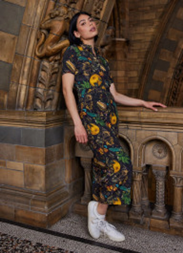 Natural History Museum X Joanie - Max Flora and Fauna Print Short Sleeve Jumpsuit