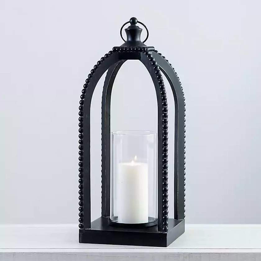 Black Fieldstone Beaded Lantern, 21 in. | Kirklands Home