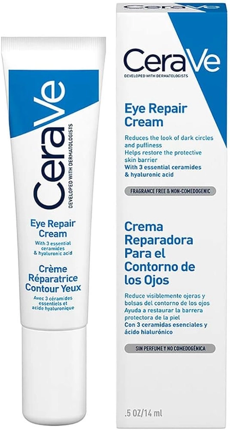 CeraVe Crema Reparadora para el Contorno de Ojos |14gr| Crema hidratante de ojos para bolsas y ojeras | Libre de fragancia : Amazon.com.mx: Belleza