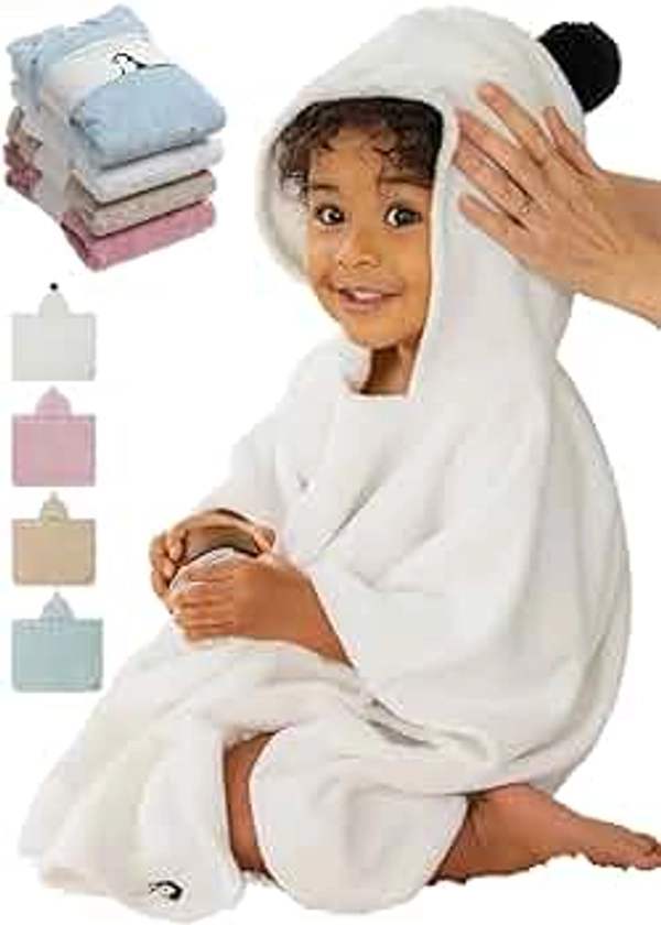 Konny Baby Hooded Towel: Rayon from Bamboo Cotton Baby Towel Hooded Poncho, Oeko-TEX, Ultra Soft & Quick-Dry, Girls, Babies, Newborn Boys, Toddler (White, Small)