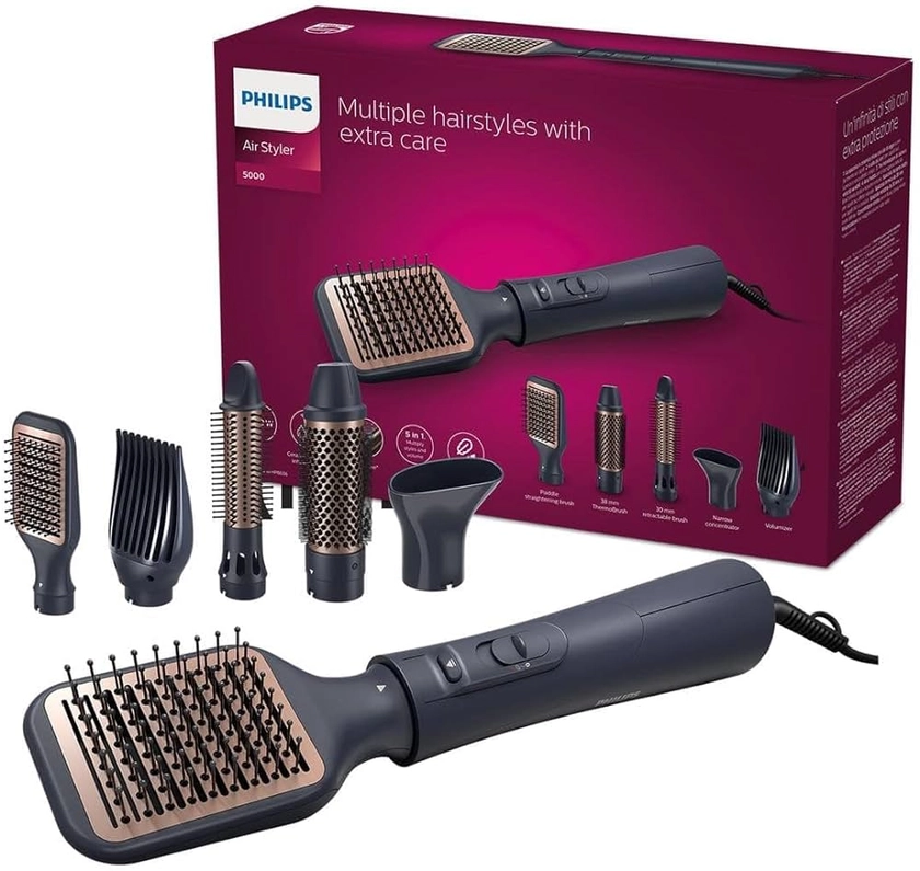 Philips Brosse soufflante avec 5 accessoires de coiffure - Série 5000 (modèle BHA530/00)