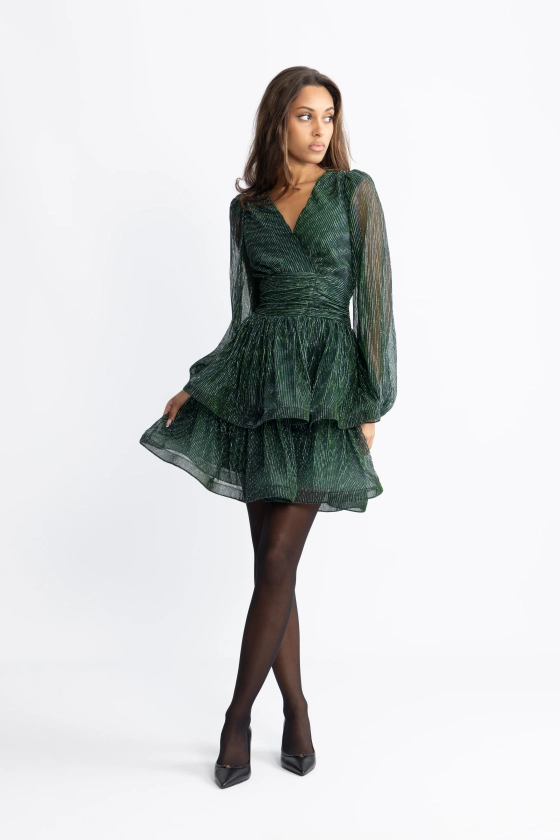 Jade Wave Sparkle Dress - Green