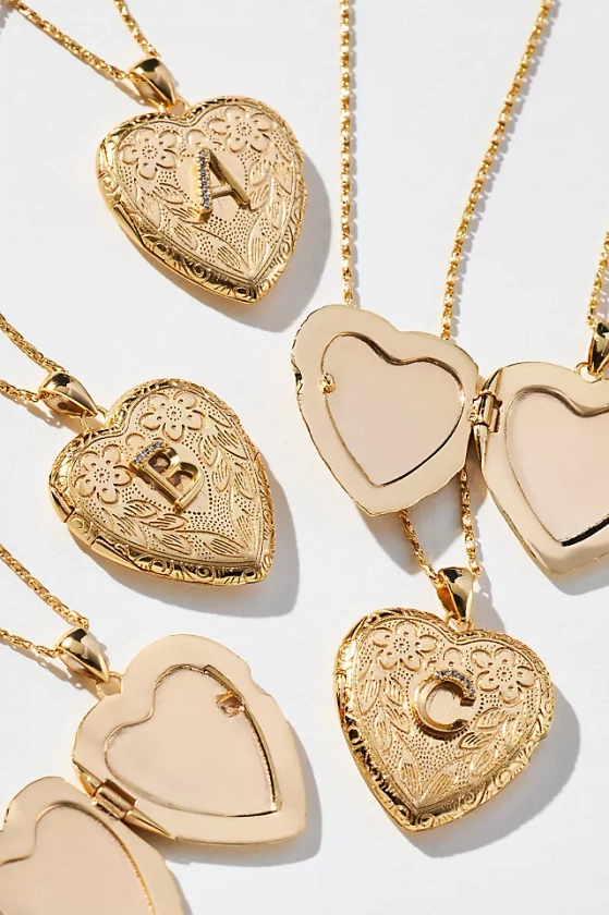 Monogram Heart Locket Necklace