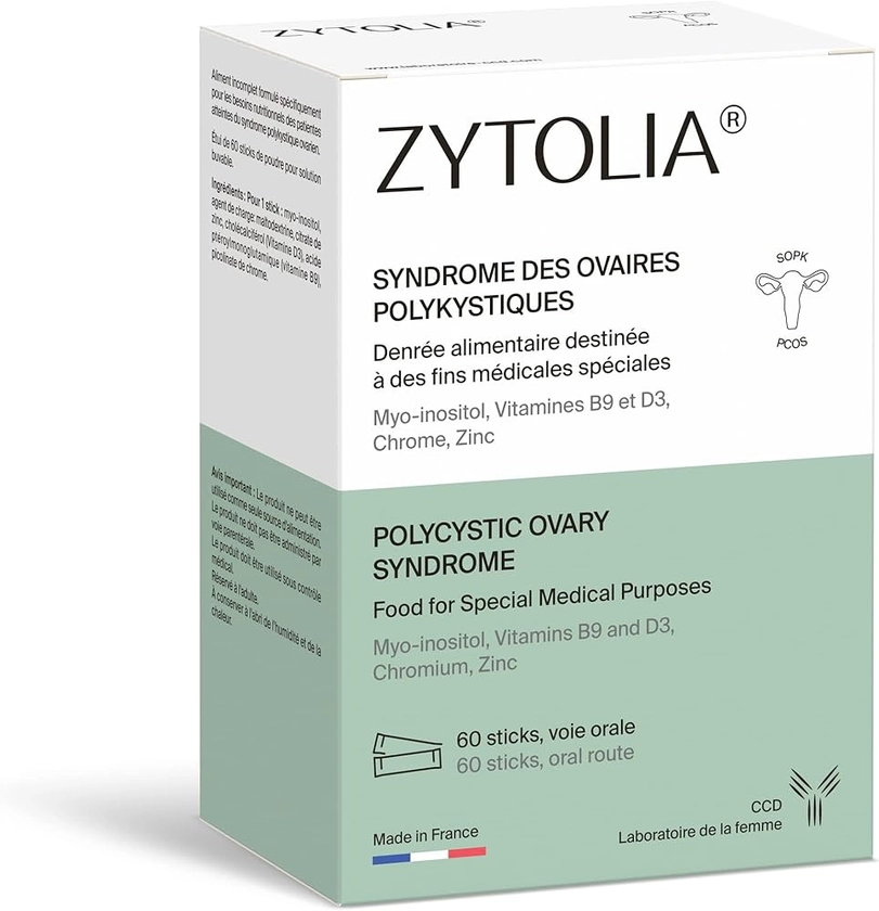 CCD Zytolia, 60 Sticks - Compléments alimentaires SOPK/Syndrome des ovaires polykystiques - A base de Myo-inositol, Vitamines & Minéraux