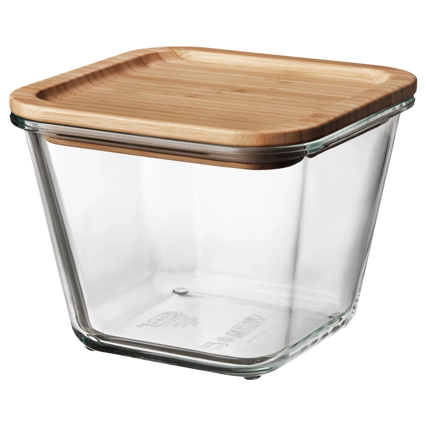 IKEA 365+ square glass, bamboo glass, Food container with lid - IKEA