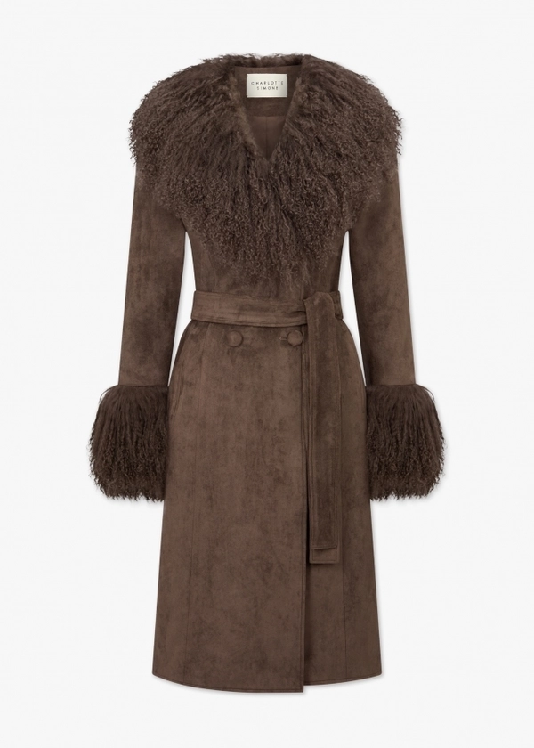 Penny II 70’s Greige Mongolian Lambswool Longline Coat