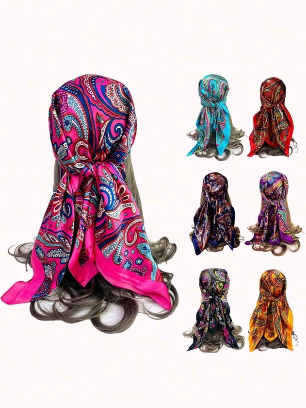 1pc Paisley Pattern Printed 90cm Fabric Square Scarf, Can Be Used As Headwrap, Bandana Or Shawl Elegant Bandana,Hair Band,Head Band Ideal For Dressing Up Your Look