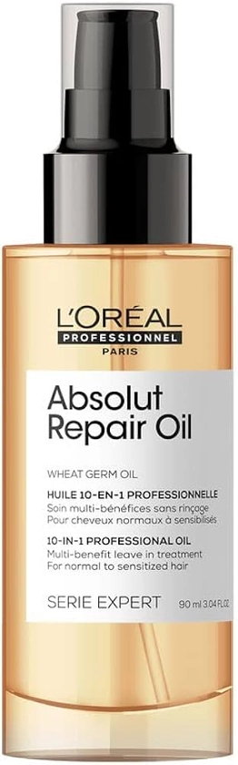 L'Oréal Professionnel Óleo 10 em 1 Absolut Repair, Multi-benefícios para cabelos secos e danificados, Repara e Promove Brilho, Com Gold Quinoa e Proteínas, 90ml : Amazon.com.br: Beleza