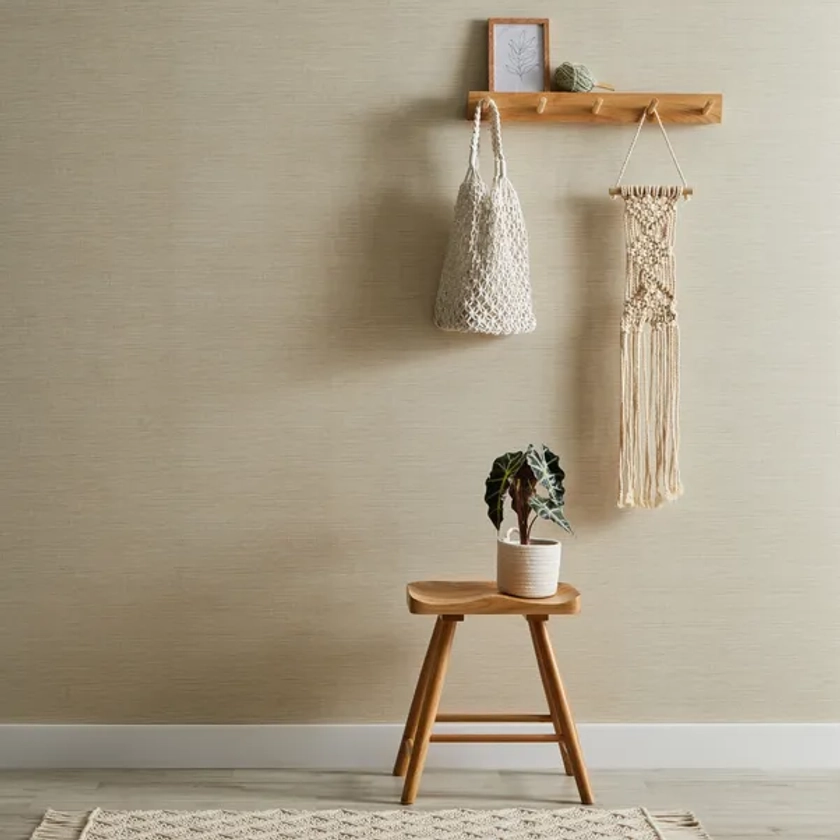 Grasscloth Plain Wallpaper | Dunelm