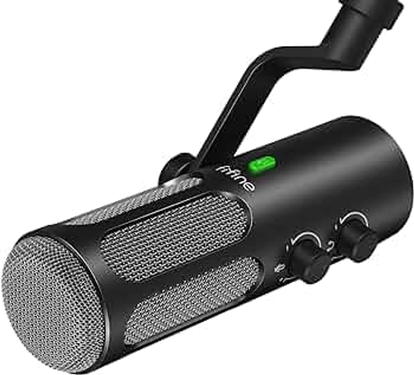 FIFINE XLR/USB Microphone Podcast, Studio Dynamic Microphone for Streaming, USB Recording Microphone XLR, PC Mic All Metal with Mute Button, Headphone Jack, for Vocal Voice Over-AmpliTank Tank3